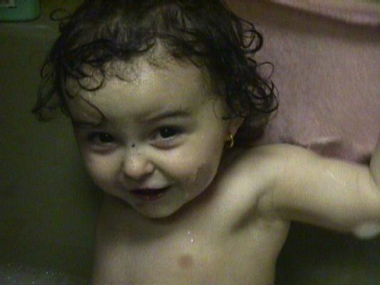Malia takes a bath