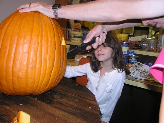 The pumpkin gets a nose job.