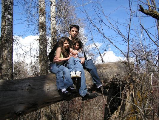 Malia, Mike and Andrea up on the log.