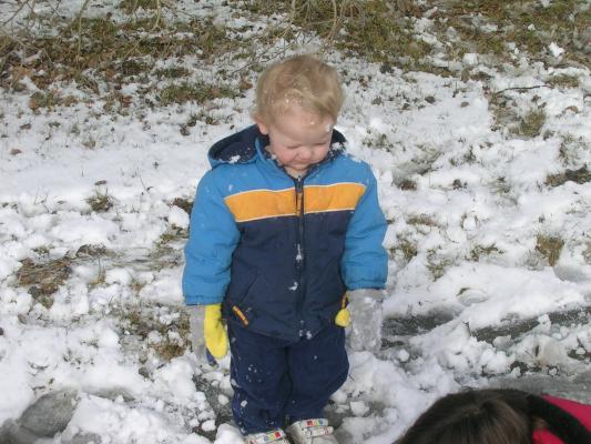 Noah enjoys the snow too.