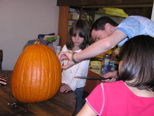 David plots the demise of the pumpkin.