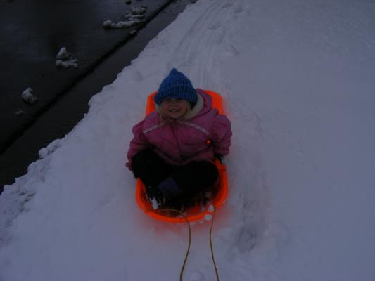 riding in the sled.