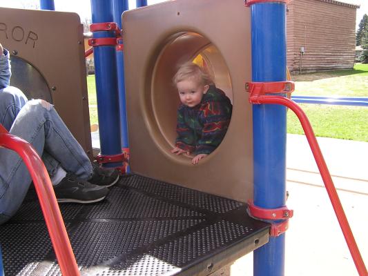 Noah plays at the park.