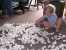 Noah plays with styrofoam peanuts. thumb