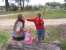 Katie, Sarah and Noah play on a break from the car ride back to Montana thumb