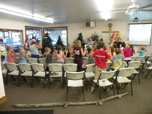 Singing songs at Wildwood Forest VBS.