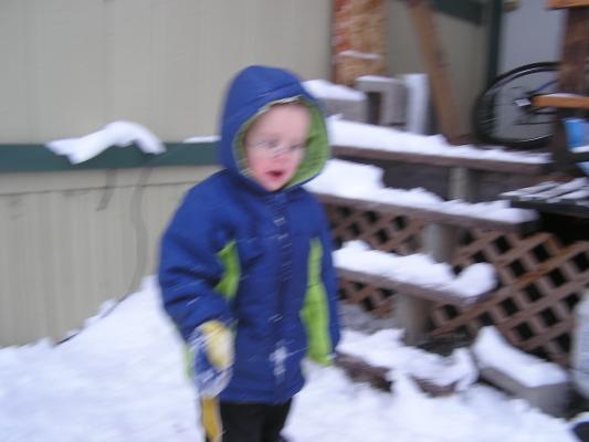 Noah plays in the snow
