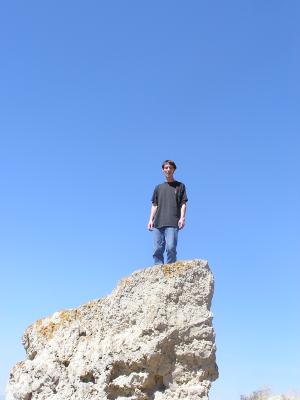 David on a rock.