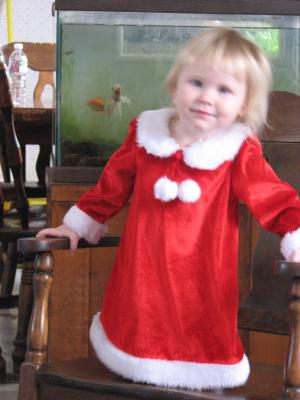 Sarah  in her fave Santa dress