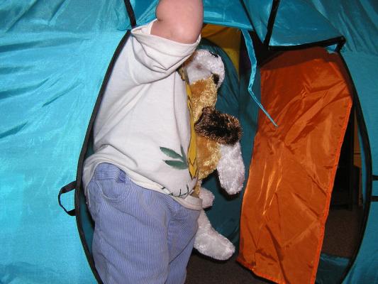 Let's all play with the tent.