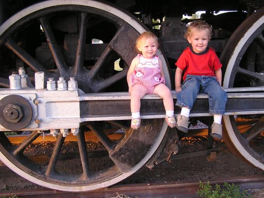 Sarah and Noah on a train in Alliance