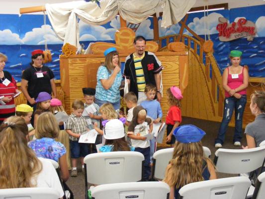 Gloria and Daryl with their VBS preschoolers.