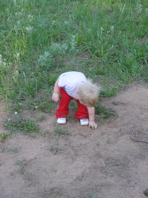 Sarah plays with dirt