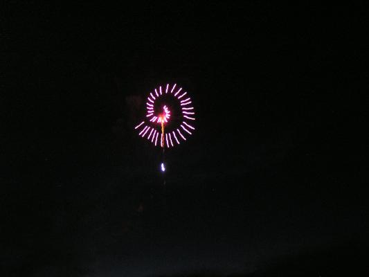 Alliance City fireworks display.
Swirling fireworks.