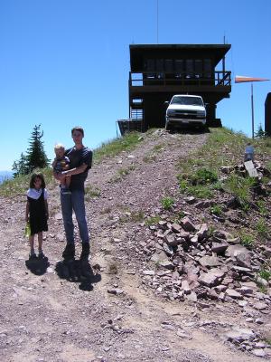 Andrea, Noah and David at Mount Morrell Lookout.
