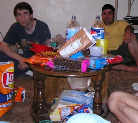 David and Mike with some of the junkfood.
