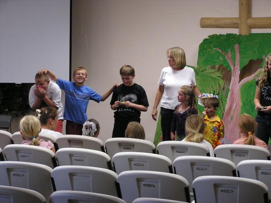 Introducing friends at VBS.