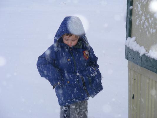 Noah in the snow.