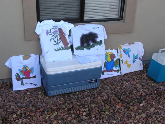 Shirts painted by VBS kids.