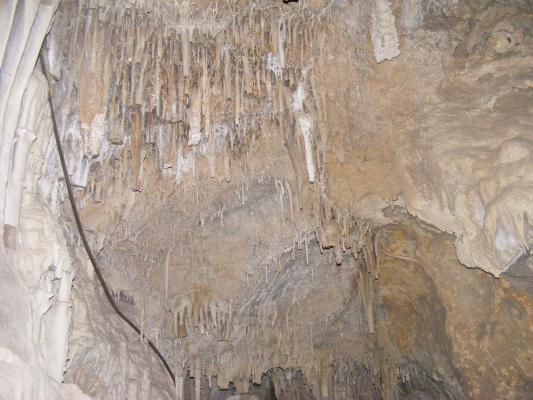 Stalactites in the cave.