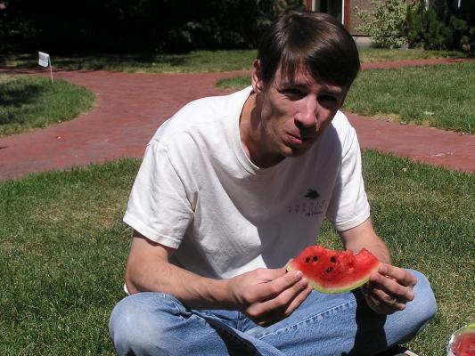 David eats some watermelon.