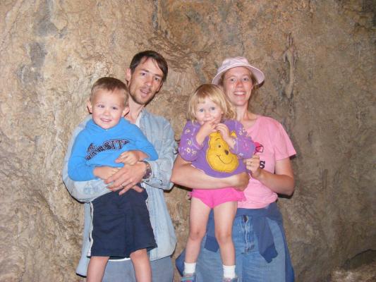 Family in  the caverns. Noah, David, Sarah, Katie