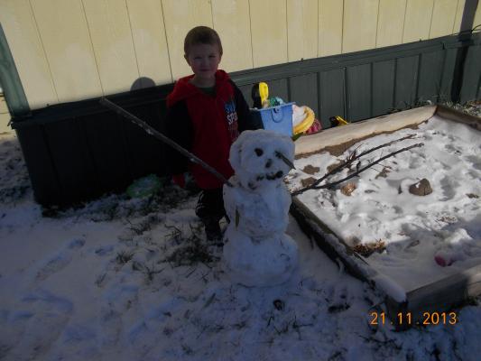 Joshua and a snow boy.