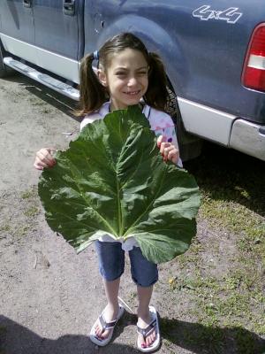 Andrea with a big leaf