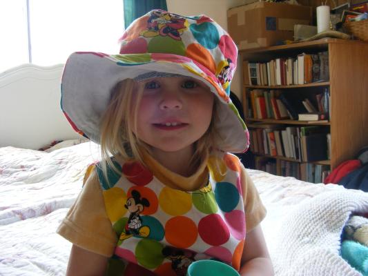 Katie made Sarah this dress and hat.