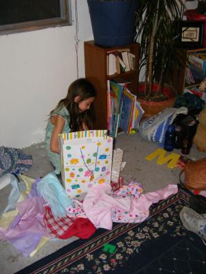 Andrea opens birthday gifts