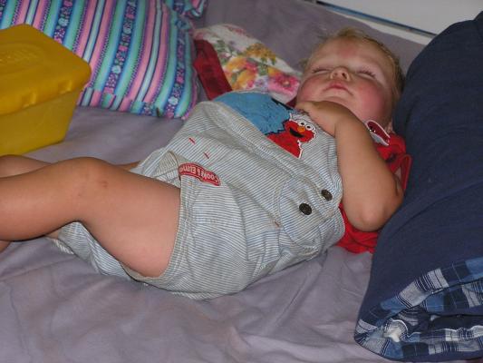 Noah got worn out at the fair today.