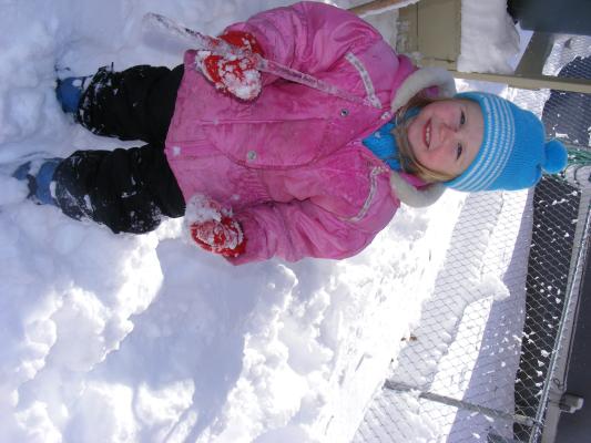 Sarah with an icicle.
