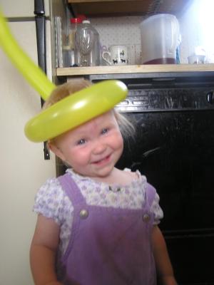 Sarah in a baloon hat