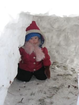 Sarah in the snow fort
