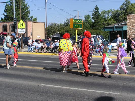 Clowns in the Bozeman Sweet Pea Festival Parade.