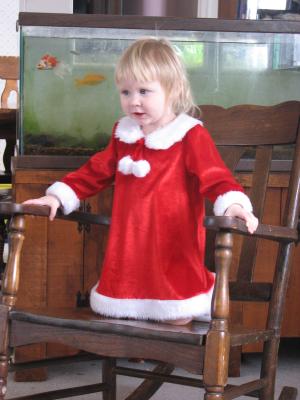 Sarah in her Santa dress.