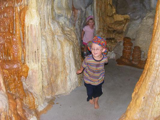 Noah runs in the play cave at the Lewisand Clark caverns