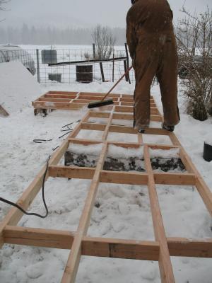 Junior building a ramp.