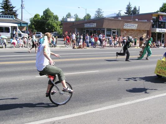 Unicycle in the Sweet Pea Festival Parade.