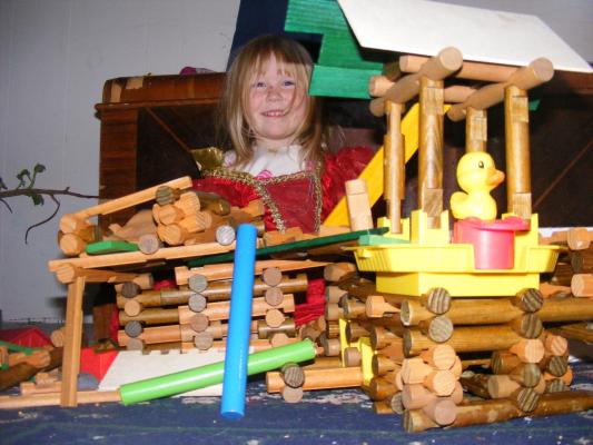 Sarah and our crazy house we all built together.