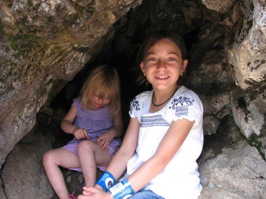 Sarah and Andrea in a cave.