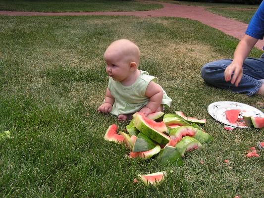 Sarah ate a lot of water melon today.