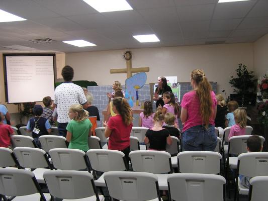 Singing songs at Vacation Bible School.