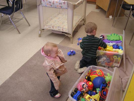 Noah and Sarah in the church nursery.