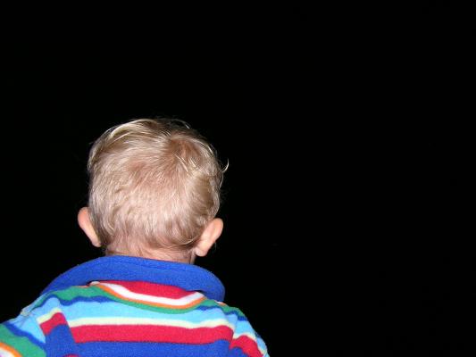 Noah watches the fireworks.