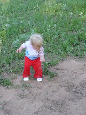 Sarah plays with dirt