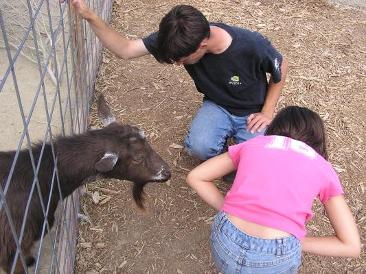 Myke and Malia with a goat.