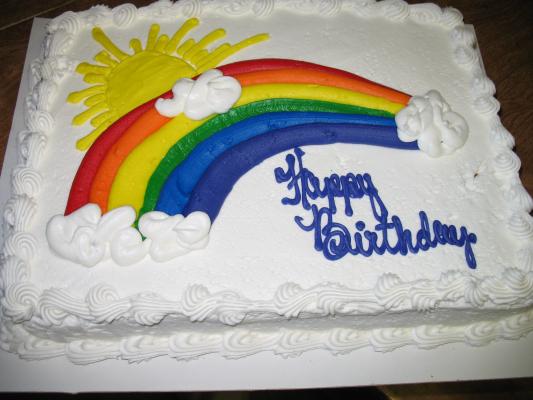 Happy Birthday rainbow cake.