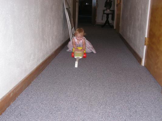 Sarah plays in the hall at church