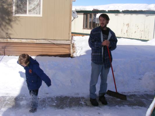 Noah and David in the snow.